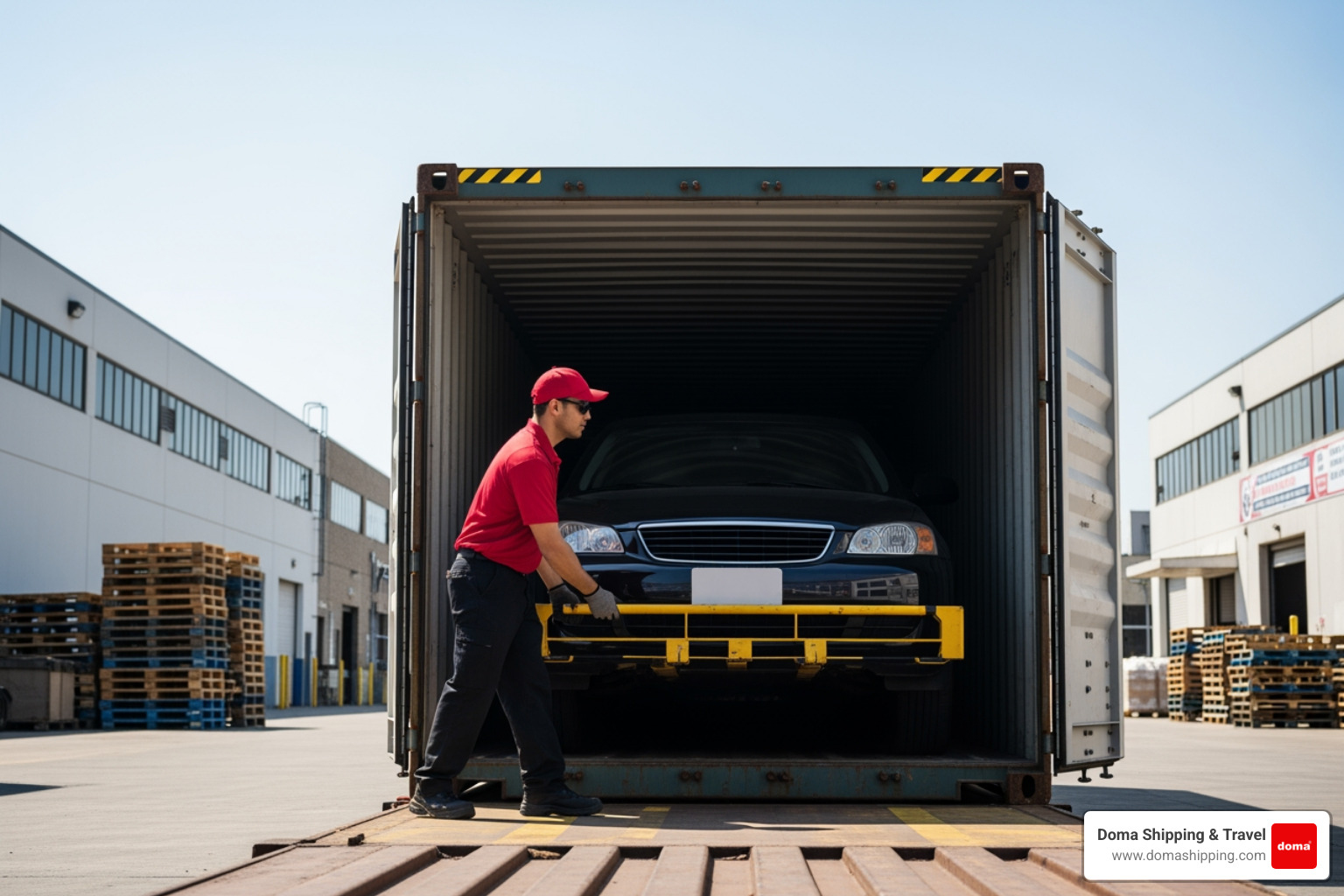 shipping car in container