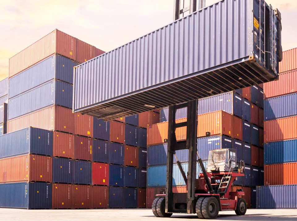 allied international moving company workers loading containers for overseas shipment