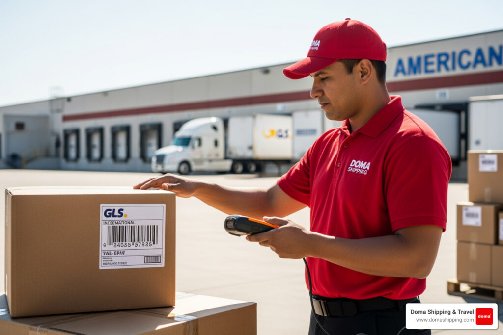 GLS international tracking number parcel logistics USA to Europe