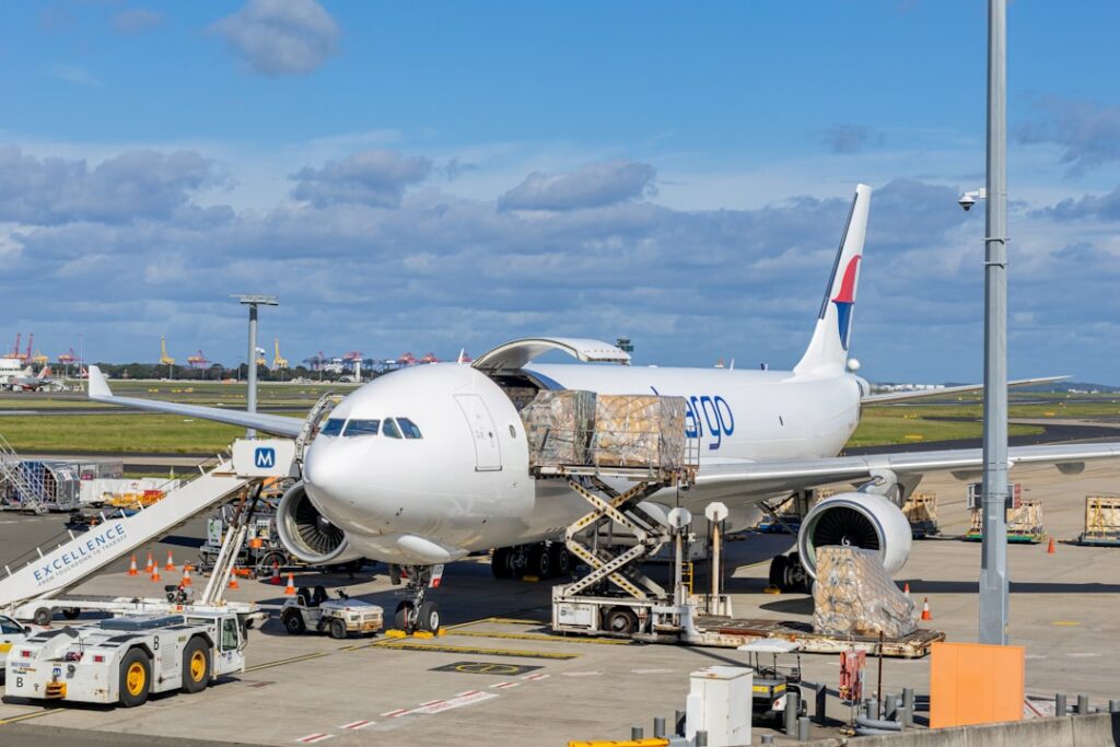holiday rush shipping packages international cargo loading USA to Europe