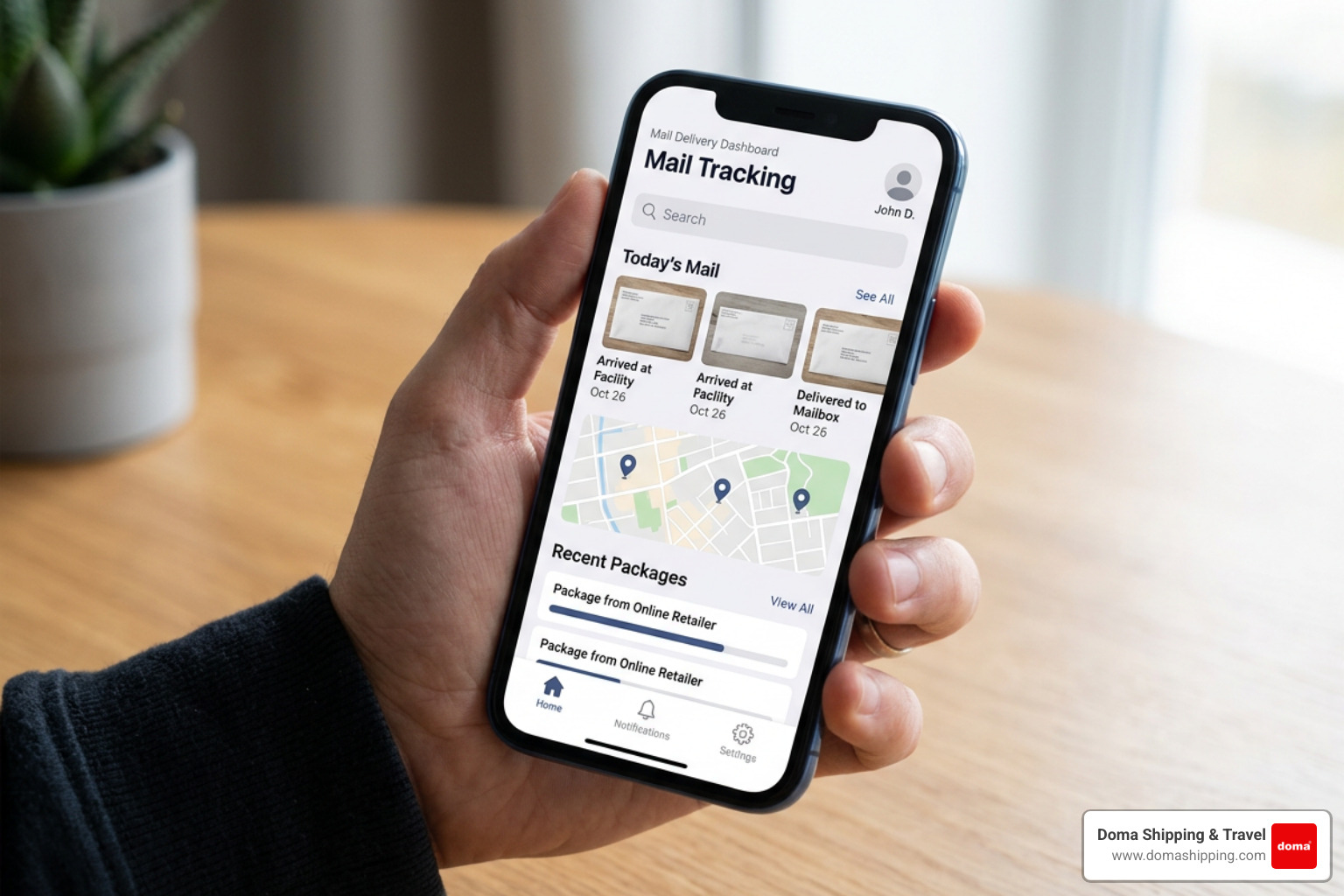 USPS Informed Delivery digital mail tracking dashboard on smartphone