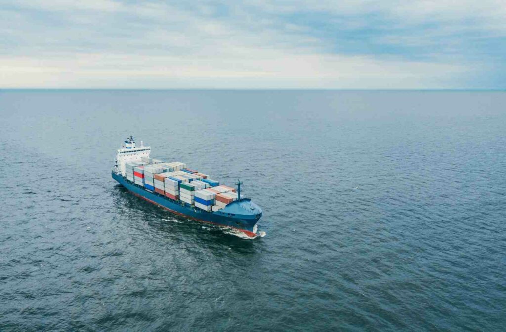 US to Europe freight cargo ship crossing the Atlantic Ocean